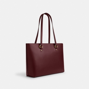 Coach Station Tote Bag - Gold/Maroon - Image 6