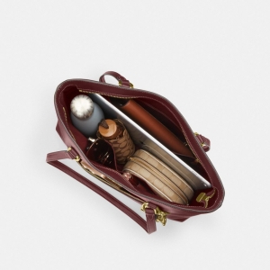 Coach Station Tote Bag - Gold/Maroon - Image 5