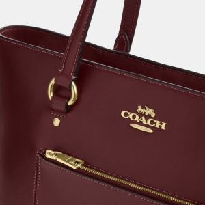 Coach Station Tote Bag - Gold/Maroon - Image 8