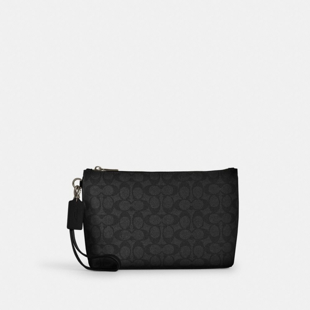 Coach Pouch In Signature Canvas - Gunmetal/Charcoal/Black