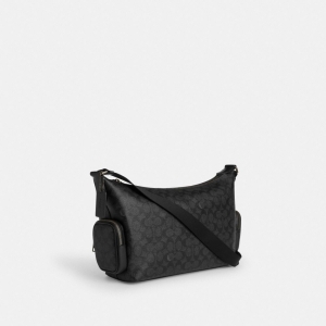 Coach Finn Crossbody Bag With Pockets In Signature Canvas - Gunmetal/Charcoal/Black - Image 5