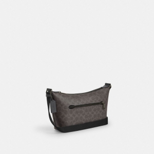 Coach Small Finn Crossbody Bag With Pouch In Signature Canvas - Gunmetal/Grey/Charcoal - Image 5