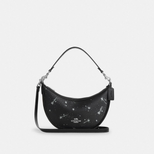 Coach Aria Shoulder Bag With Star Print - Silver/Black Multi