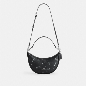 Coach Aria Shoulder Bag With Star Print - Silver/Black Multi - Image 11