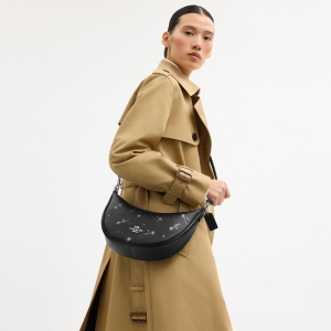 Coach Aria Shoulder Bag With Star Print - Silver/Black Multi - Image 3