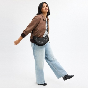 Coach Aria Shoulder Bag With Star Print - Silver/Black Multi - Image 5