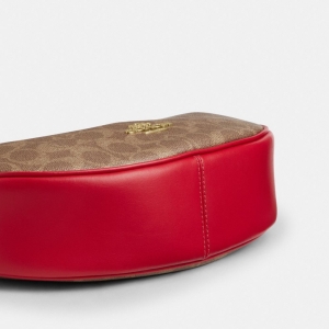 Aria Shoulder Bag In Signature Canvas - Gold/Tan/Carnation - Image 9