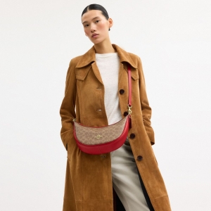 Aria Shoulder Bag In Signature Canvas - Gold/Tan/Carnation - Image 3