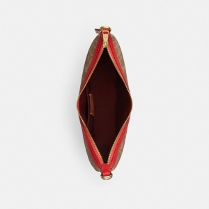 Aria Shoulder Bag In Signature Canvas - Gold/Tan/Carnation - Image 7