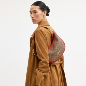 Aria Shoulder Bag In Signature Canvas - Gold/Tan/Carnation - Image 4