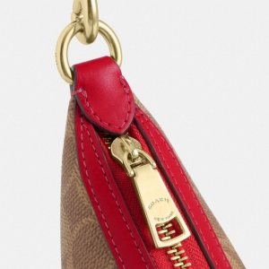 Aria Shoulder Bag In Signature Canvas - Gold/Tan/Carnation - Image 10