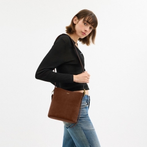 Coach Bleecker Bucket Bag 21 - Brass/Warm Brown - Image 4