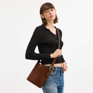 Coach Bleecker Bucket Bag 21 - Brass/Warm Brown - Image 3