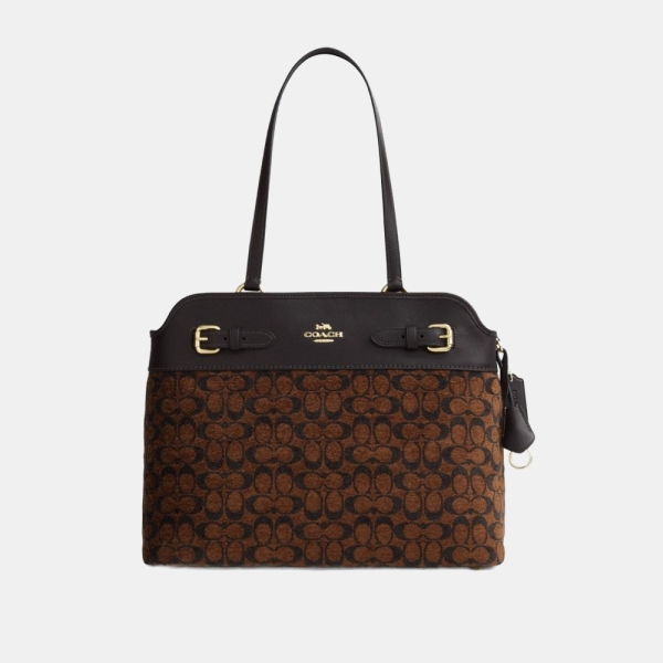 Coach Easton Tote Bag In Signature Chenille - Gold/Truffle