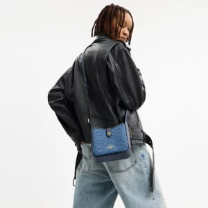 Coach Hadley Mini Crossbody Bag In Signature Denim - Gold/Indigo - Image 3