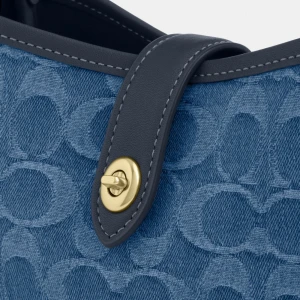 Coach Hadley Mini Crossbody Bag In Signature Denim - Gold/Indigo - Image 8