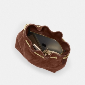 Coach Evelyn Large Shoulder Bag With Quilting - Gold/Vintage Brown/Maple - Image 5