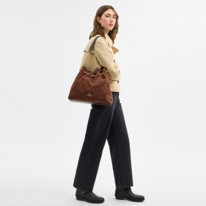 Coach Evelyn Large Shoulder Bag With Quilting - Gold/Vintage Brown/Maple - Image 3