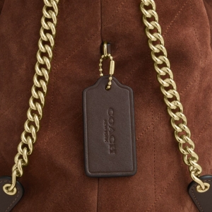 Coach Evelyn Large Shoulder Bag With Quilting - Gold/Vintage Brown/Maple - Image 8