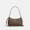 Coach Teri Shoulder Bag With Rivets - Gold/Dark Stone
