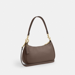 Coach Teri Shoulder Bag With Rivets - Gold/Dark Stone - Image 6