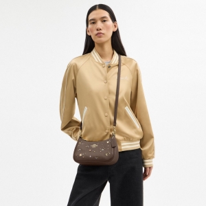 Coach Teri Shoulder Bag With Rivets - Gold/Dark Stone - Image 3
