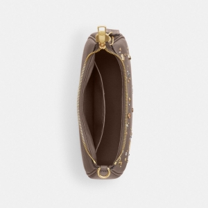 Coach Teri Shoulder Bag With Rivets - Gold/Dark Stone - Image 7