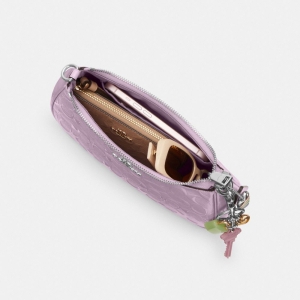 Coach Teri Shoulder Bag In Signature Leather With Heart Charm - Silver/Light Violet - Image 6