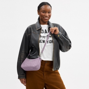 Coach Teri Shoulder Bag In Signature Leather With Heart Charm - Silver/Light Violet - Image 3