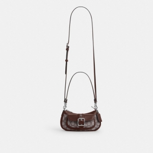 Coach Ashton Mini Shoulder Bag In Signature Jacquard - Silver/Oak/Maple - Image 10