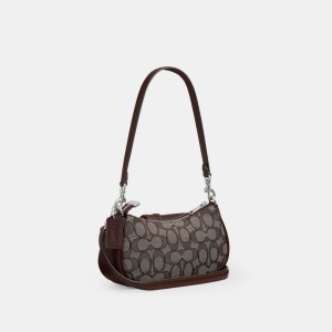 Coach Ashton Mini Shoulder Bag In Signature Jacquard - Silver/Oak/Maple - Image 7