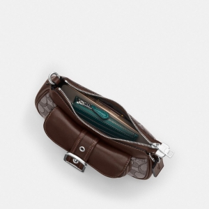 Coach Ashton Mini Shoulder Bag In Signature Jacquard - Silver/Oak/Maple - Image 6