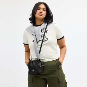 Coach Faye Mini Drawstring Bag - Silver/Black (CDB67) - Image 11