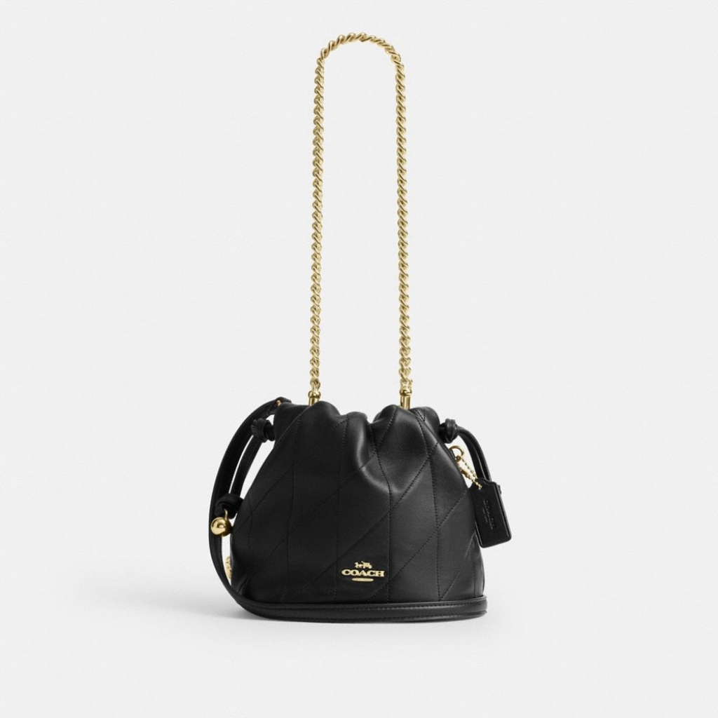 Coach Faye Mini Drawstring Bag With Quilting - Gold/Black