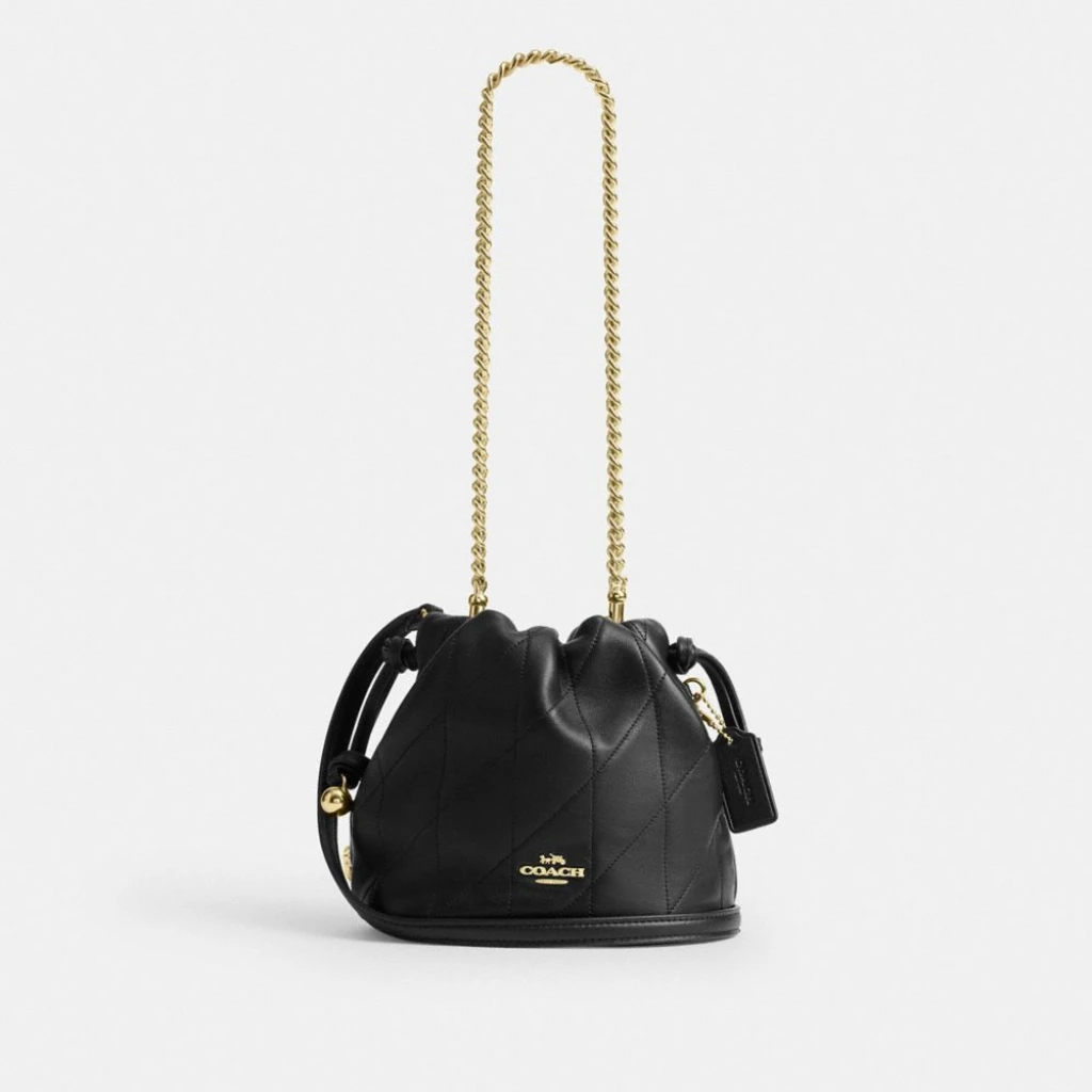 Coach Faye Mini Drawstring Bag With Quilting - Gold/Black