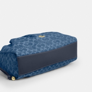 Coach Faye Large Shoulder Bag In Signature Denim - Gold/Indigo - Image 8