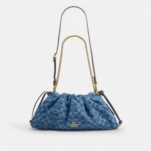 Coach Faye Large Shoulder Bag In Signature Denim - Gold/Indigo - Image 10