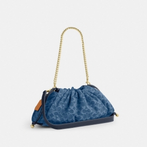 Coach Faye Large Shoulder Bag In Signature Denim - Gold/Indigo - Image 7