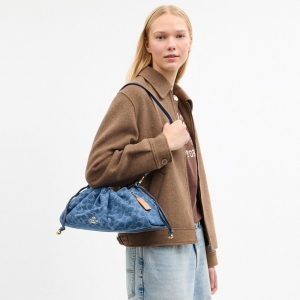Coach Faye Large Shoulder Bag In Signature Denim - Gold/Indigo - Image 3