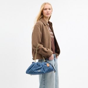 Coach Faye Large Shoulder Bag In Signature Denim - Gold/Indigo - Image 4
