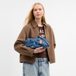 Coach Faye Large Shoulder Bag In Signature Denim - Gold/Indigo - Image 11