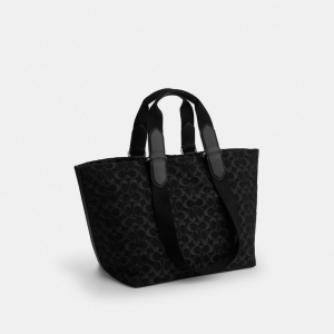 Coach Small Tour Tote Bag In Signature Denim - Silver/Black - Image 6