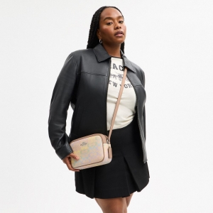 Coach Jamie Camera Bag In Rainbow Signature Canvas - Silver/Sand Multi - Image 4