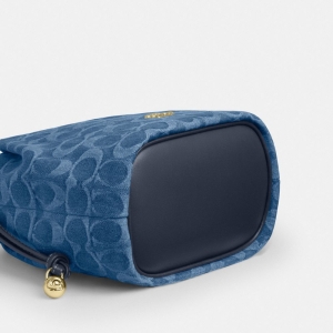 Coach Faye Mini Drawstring Bag In Signature Denim - Gold/Indigo - Image 8