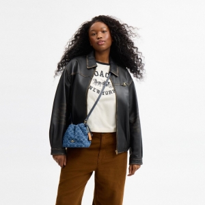 Coach Faye Mini Drawstring Bag In Signature Denim - Gold/Indigo - Image 11
