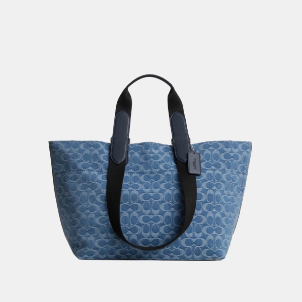 Coach Small Tour Tote Bag In Signature Denim - Silver/Denim