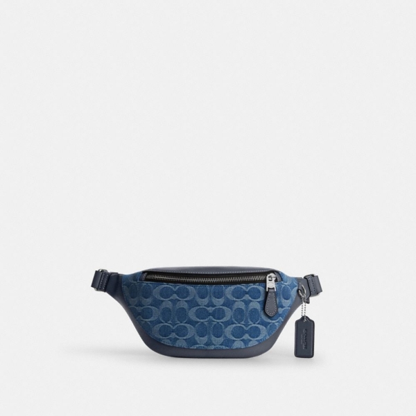 Coach Warren Mini Belt Bag In Signature Denim - Silver/Denim