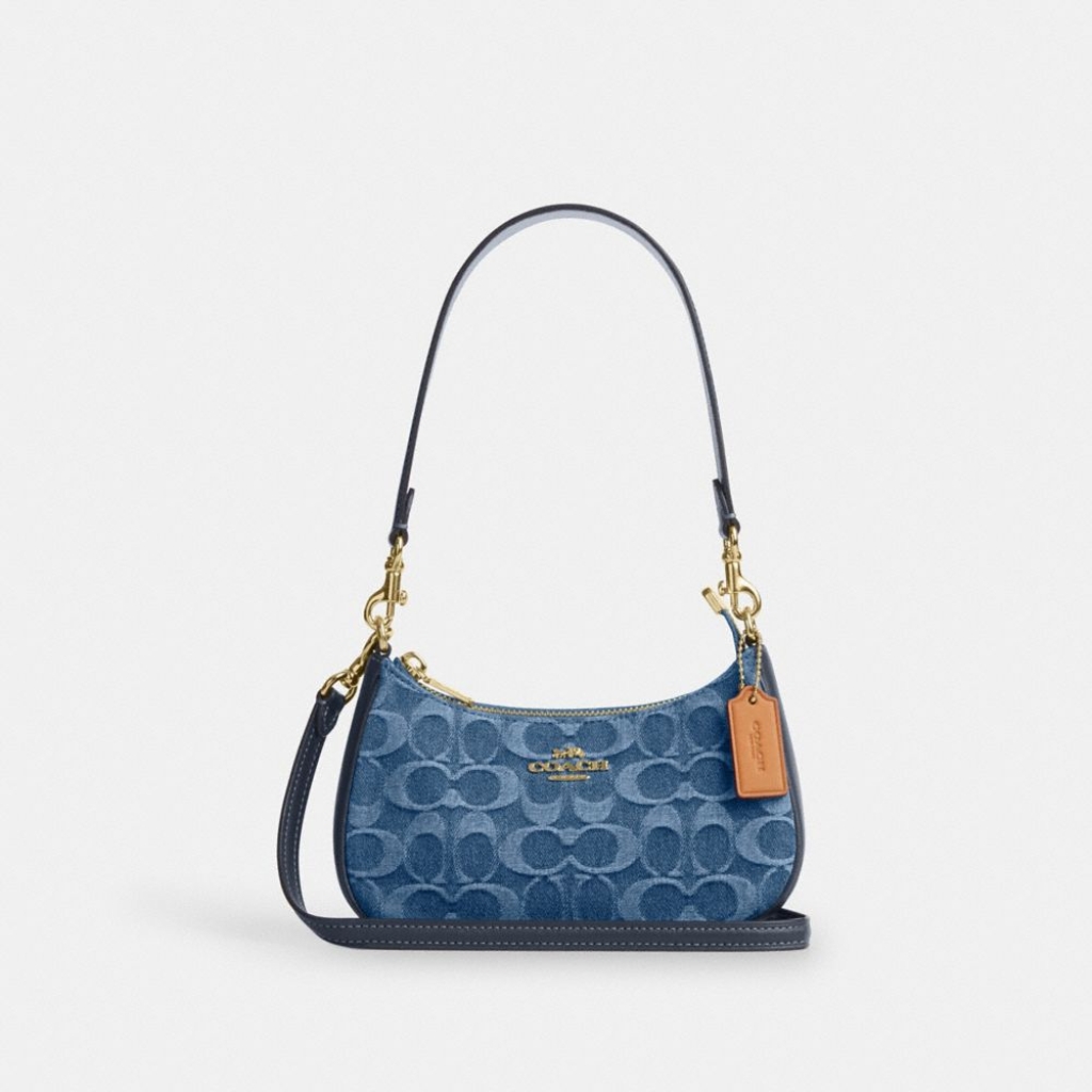 Coach Teri Mini Crossbody Bag In Signature Denim - Gold/Indigo