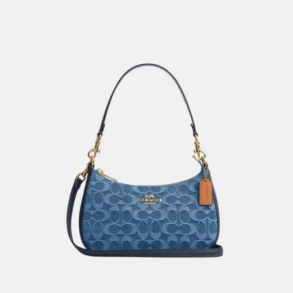 Coach Teri Shoulder Bag In Signature Denim - Gold/Indigo