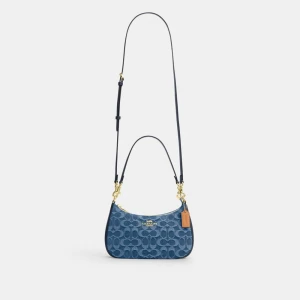 Coach Teri Shoulder Bag In Signature Denim - Gold/Indigo - Image 11